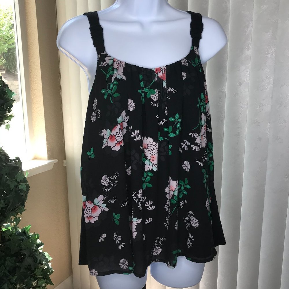 Maurices Strappy Tank Top | Black w/ Floral | S - Picture 9 of 9